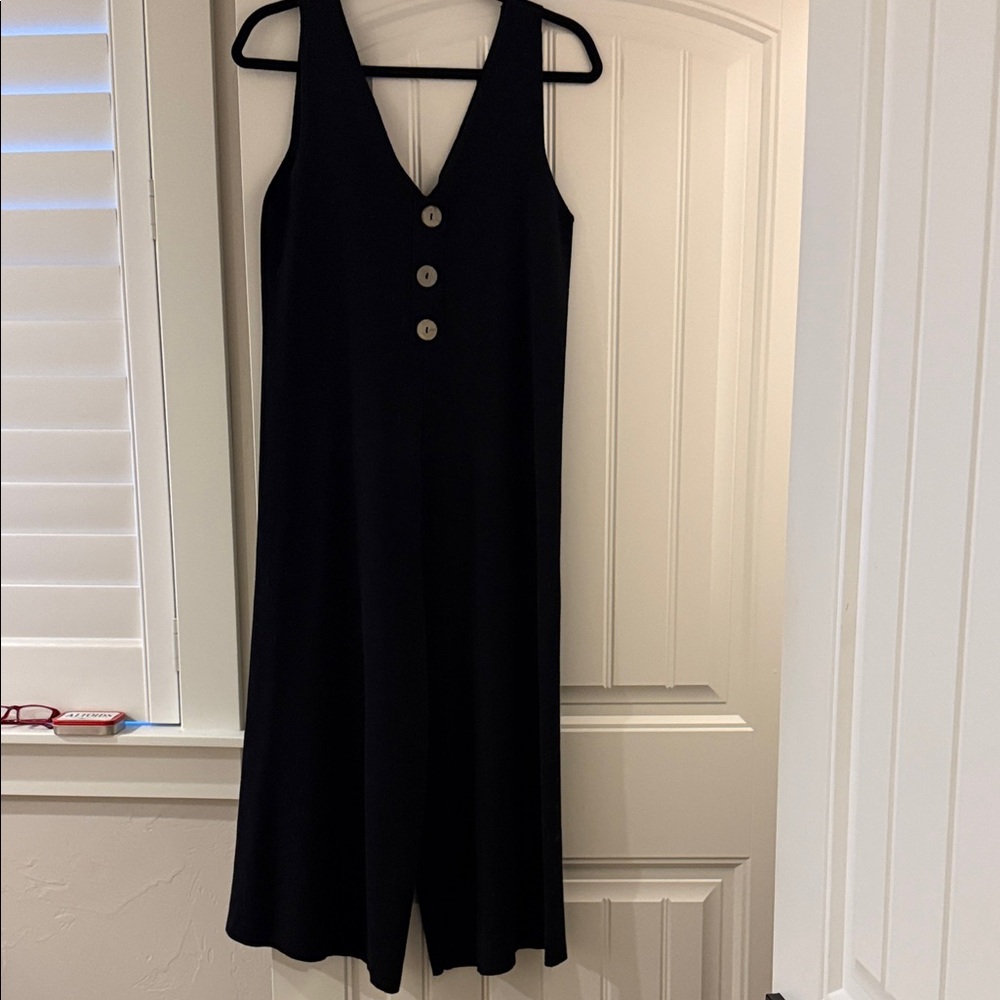 Stradivarius wide leg crop jumpsuit with Button Detail
